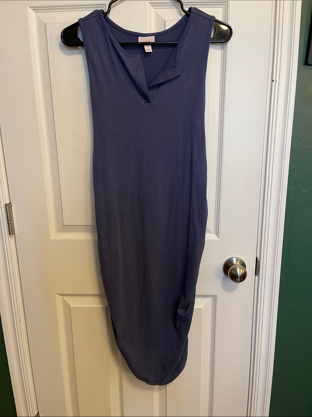 Isabel Maternity by Ingrid & Isabel Sleeveless Navy Ribbed V-Neck Midi Dress